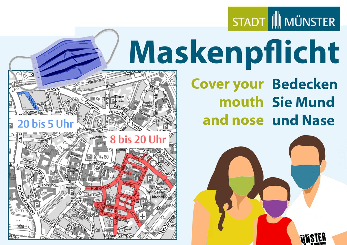 Übersicht der Einkaufsstraßen mit Maskenpflicht