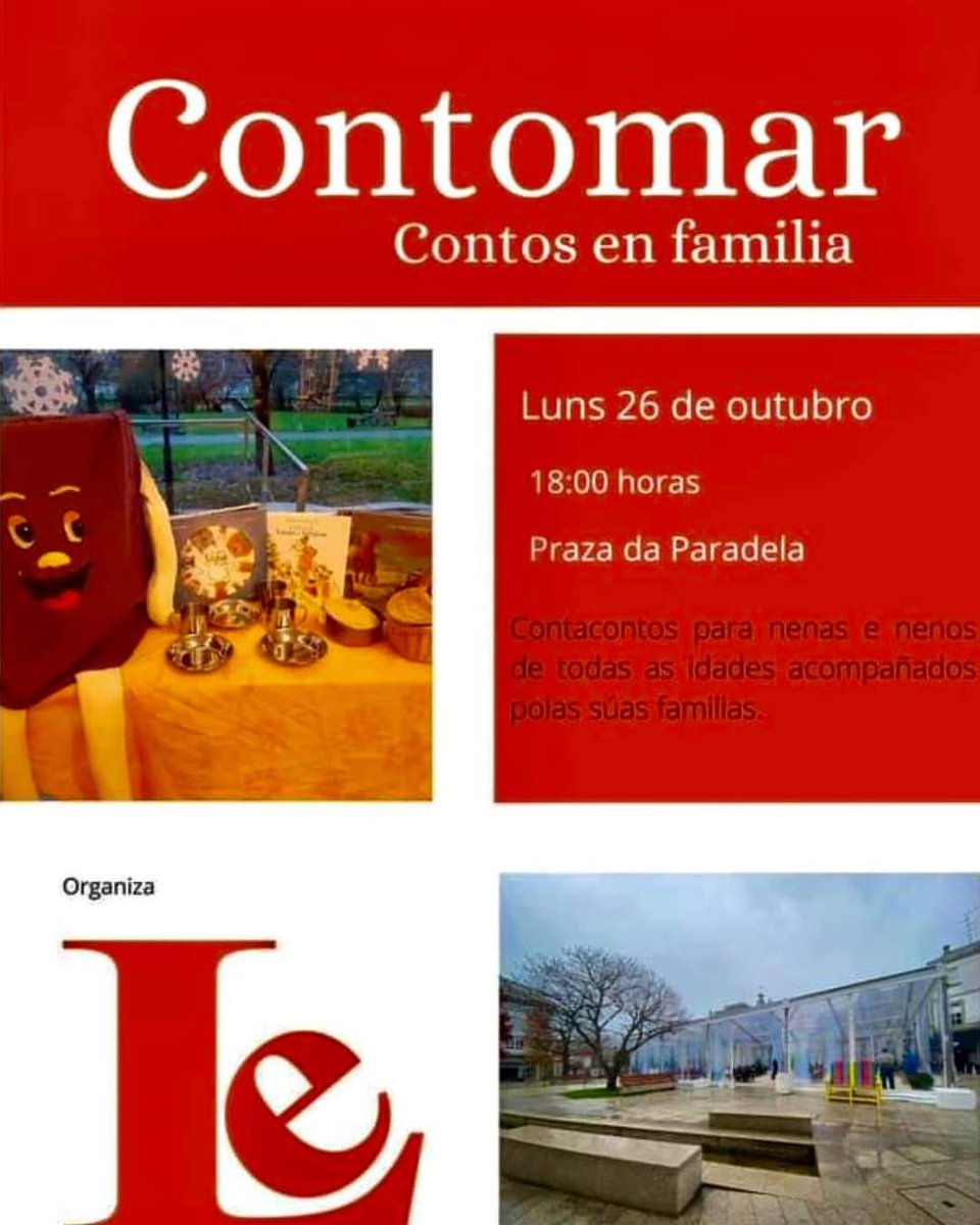 viladeGONDOMAR's tweet photo. A cultura ten o seu tempo e espazo en Gondomar. Este luns ás 18:00 horas na Praza da Paradela, “Contomar” da man de @espazolectura. #Gondomar #traballando #aculturaésana https://t.co/nOHpImRPCB