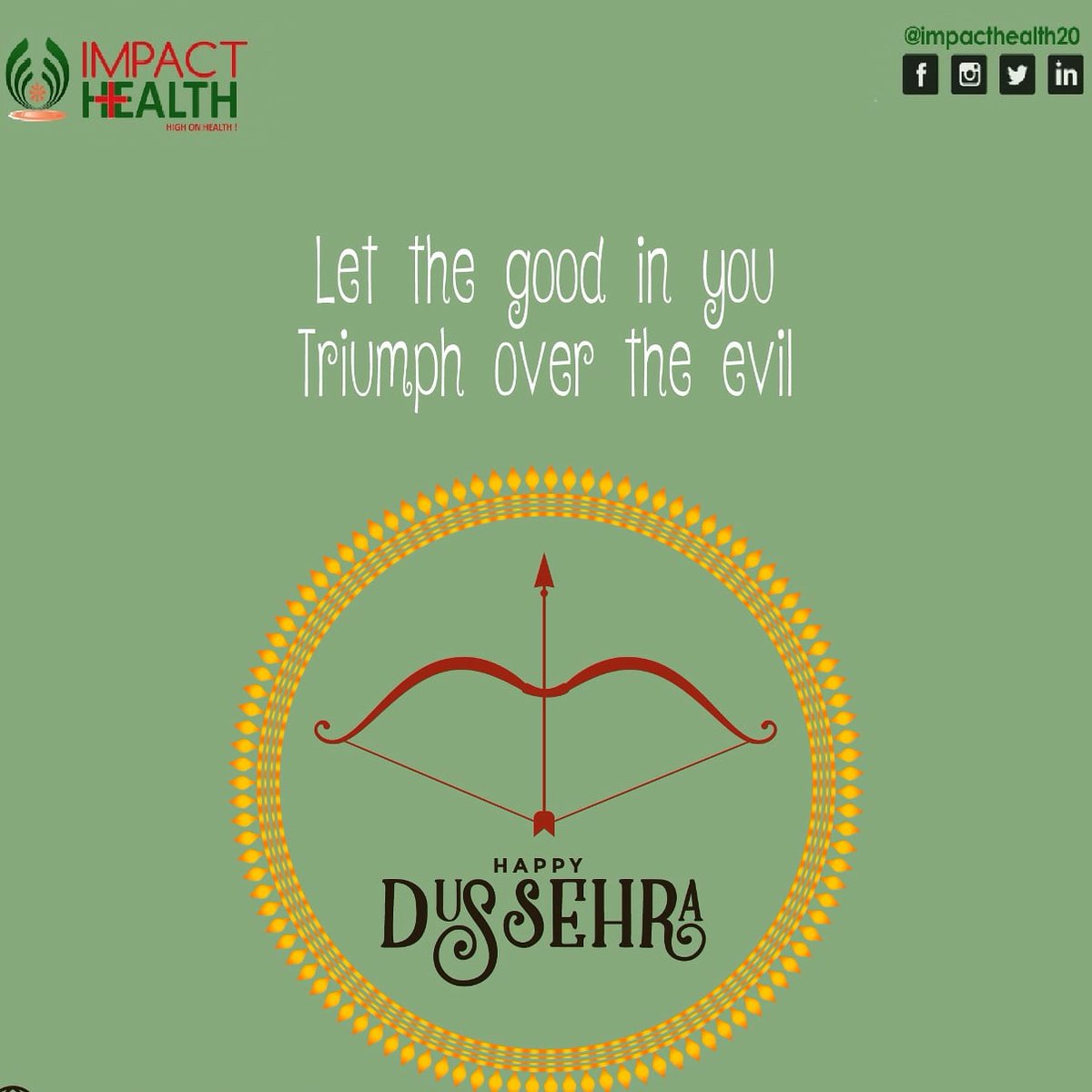 ImpactHealth20's tweet photo. Wishing a very #happydussehra to all!🍃
#festiveseason #stayfit #festive #happiness #positiveenergy #HighOnHealth https://t.co/kp1XA7aNEo