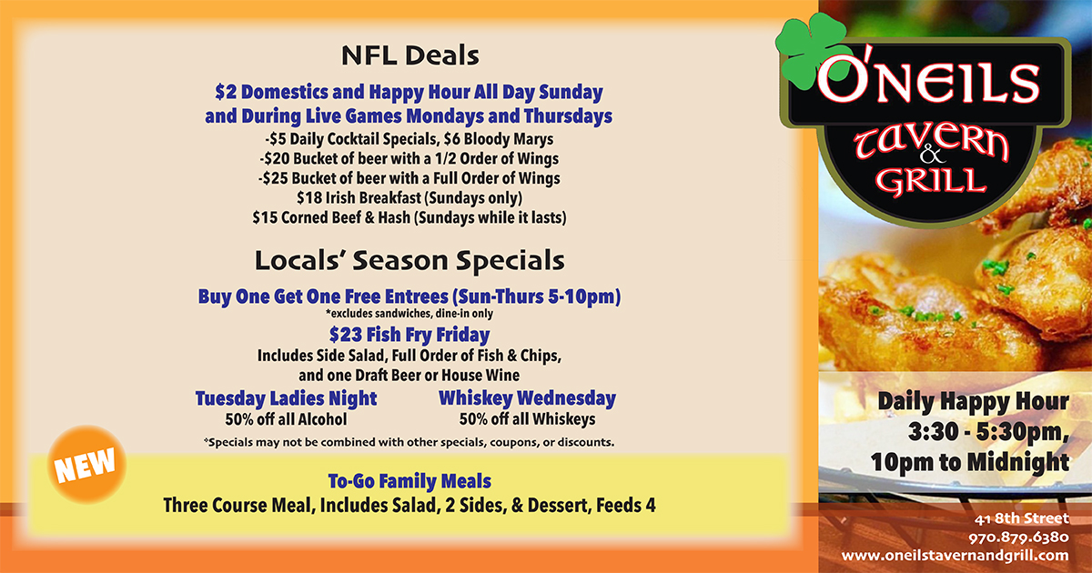 oneilstavern's tweet photo. Locals' Season Specials are HERE! #comeandgetit https://t.co/3Leidyak5J