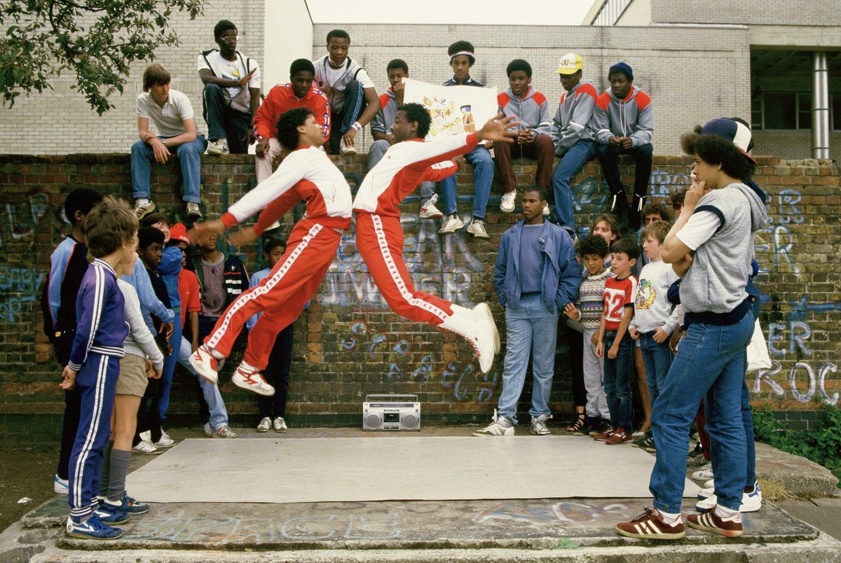 BlackBritishArc's tweet photo. The B Boys ( Breakdancers ) &amp; tracksuit era of Uk . London 1983 by Clare Muller . https://t.co/vdhtHW4dT8