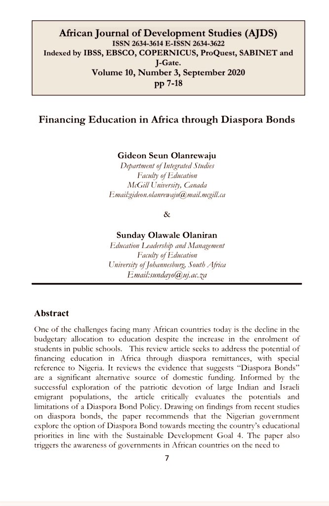 LanreShaper's tweet photo. Triumph in the midst of chaos: 

Finally joined the league of published scholars with my first, 1st Author paper on Innovative #EducationFinance with focus on #DiasporaBonds 

Read here and share your thoughts: https://t.co/SPZ5dW0CFY 
#AcademicChatter 
#AcademicTwitter 
#phdlife https://t.co/FTLNw0Tfiy
