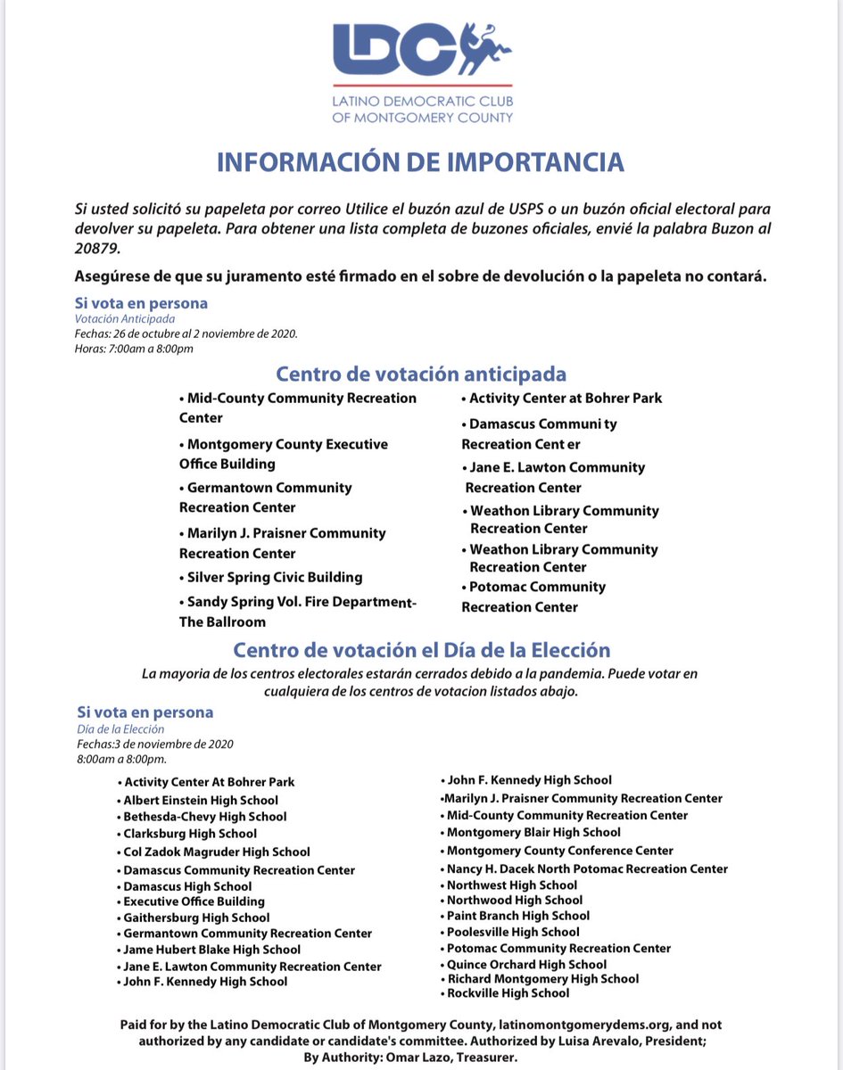 MoCo Latino Dems (@mocolatinodems) on Twitter photo !Nuestra Boleta de Muestra 2020 está lista¡ vea nuestra recomendaciones y úsala como guía para sus votaciones. No olvide votar a favor de las preguntas A y C y en contra de las preguntas B y D. !Nuestra Boleta de Muestra 2020 está lista¡ vea nuestra recomendaciones y úsala como guía para sus votaciones. No olvide votar a favor de las preguntas A y C y en contra de las preguntas B y D.