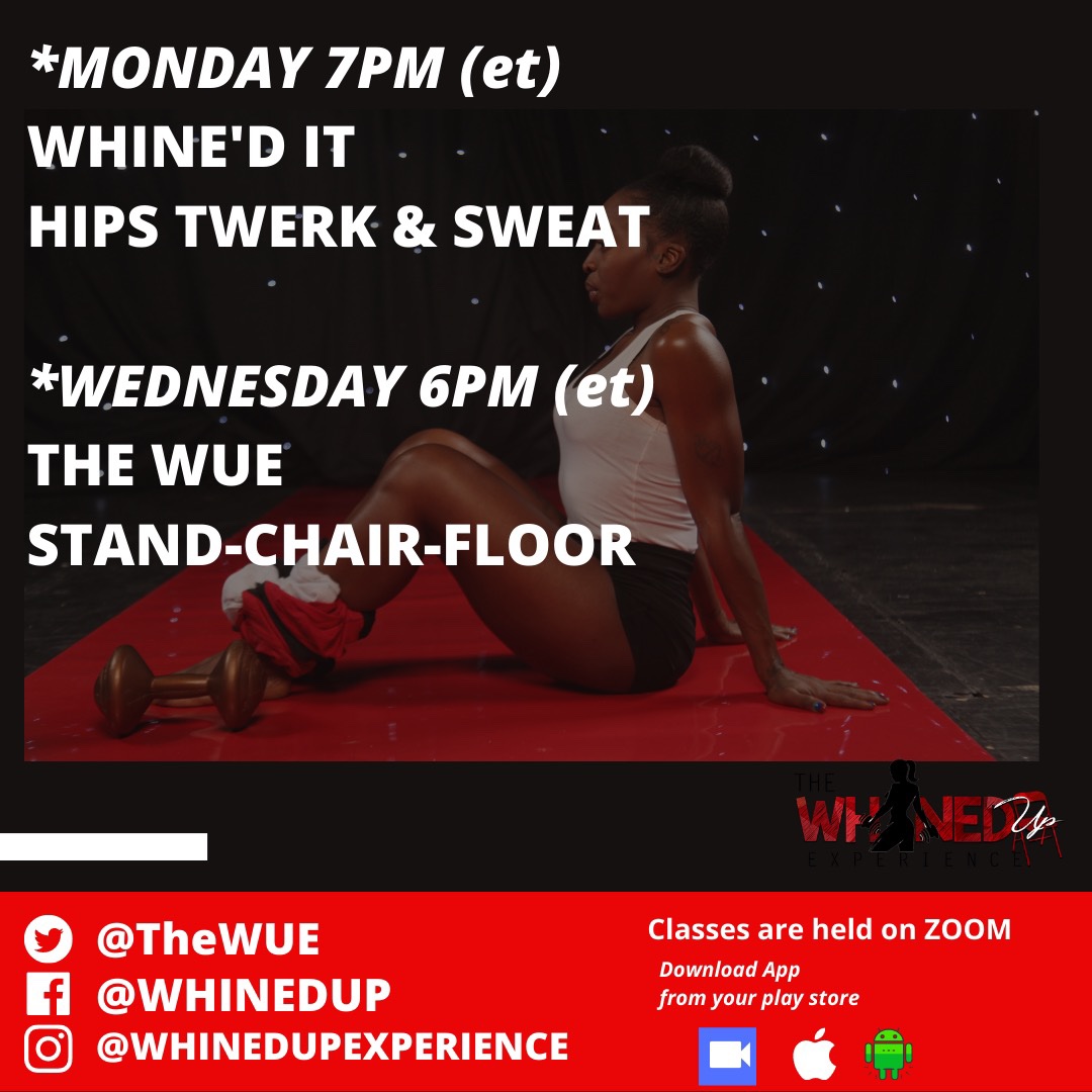 TheWUE's tweet photo. THE WUE on ZOOM 💻📱 
MONDAYS &amp; WEDNESDAYS 
SELECT A CLASS AND JOIN THE EXPERIENCE. 
Follow Love ❤️ &amp; Share 
For class :
Yoga Mat- Water- dumbbell
(if you have one 3/5 lbs) - Chair - you and a Whined Up Buddy https://t.co/qaTrDnLoBO
