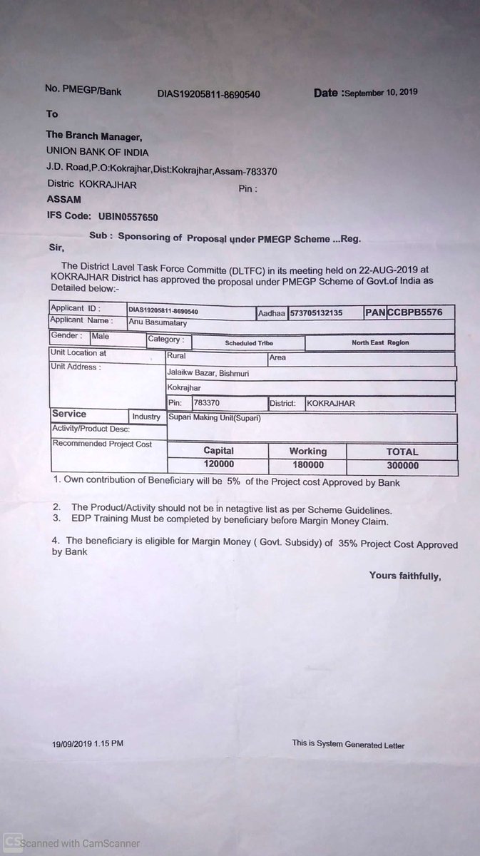 AnuBasumatary4's tweet photo. @UnionBankTweets I'm a selected beneficiary of PMEGP loan for the year of 2019-2020 but Union Bank of India, Kokrajhar Branch (IFSC UBIN0557650) is not disbursement my PMEGP loan,
I'm very interested my project please disbursement my loan https://t.co/ClEw6ftDsK