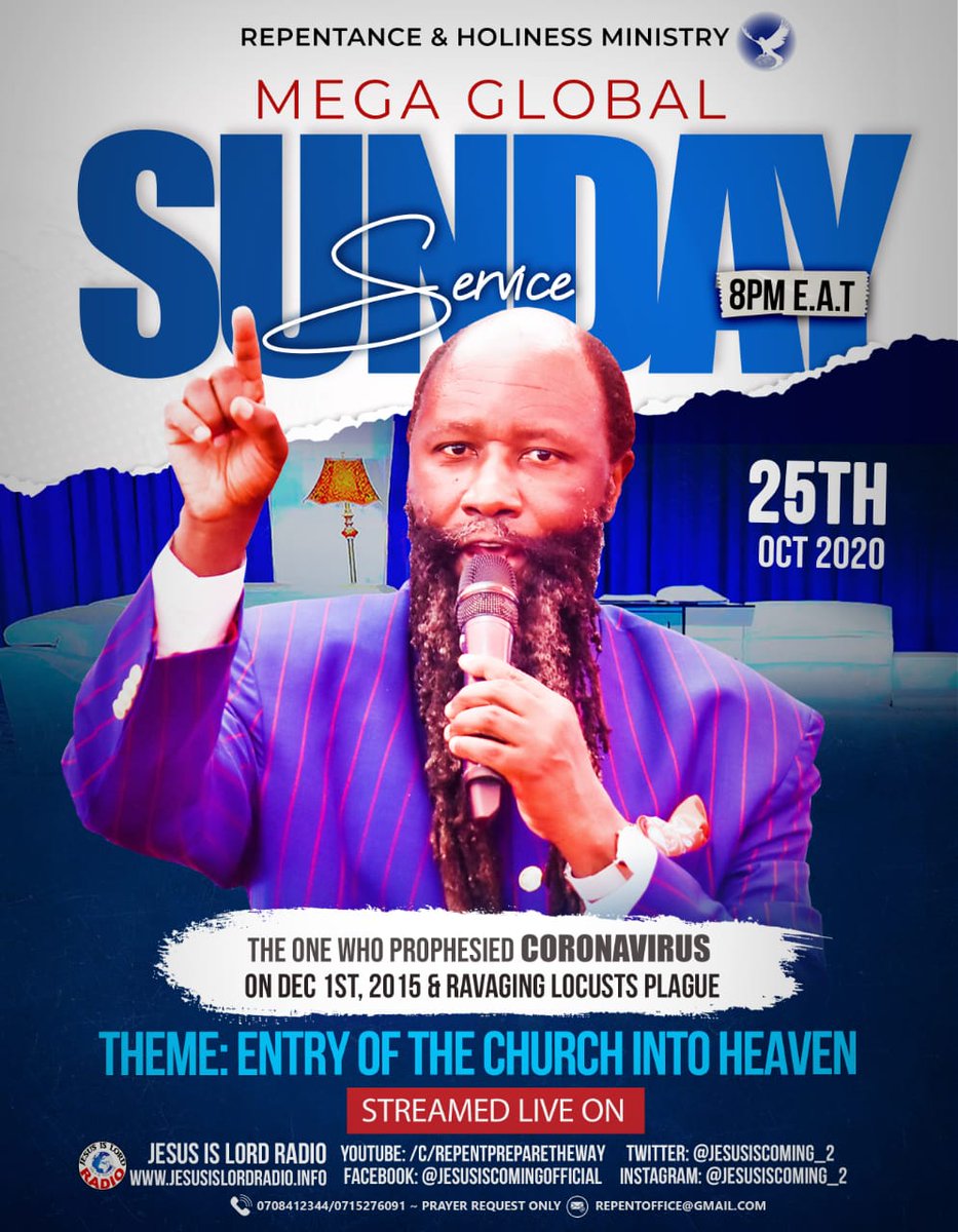 #SuperSundayRevival
*around 12PM. EST
1) Live streaming VIDEO:
https://t.co/4rGLlHsItg
2) Tune in for AUDIO:
https://t.co/NT4WeLNtX0
http://31.14.40.208:8000/;stream.mp3
Stay tuned to https://t.co/sUOyq9sivY for updates.
Shalom! #SaloneTwitter #Freetown #SierraLeone https://t.co/zDQGD1QrgR
