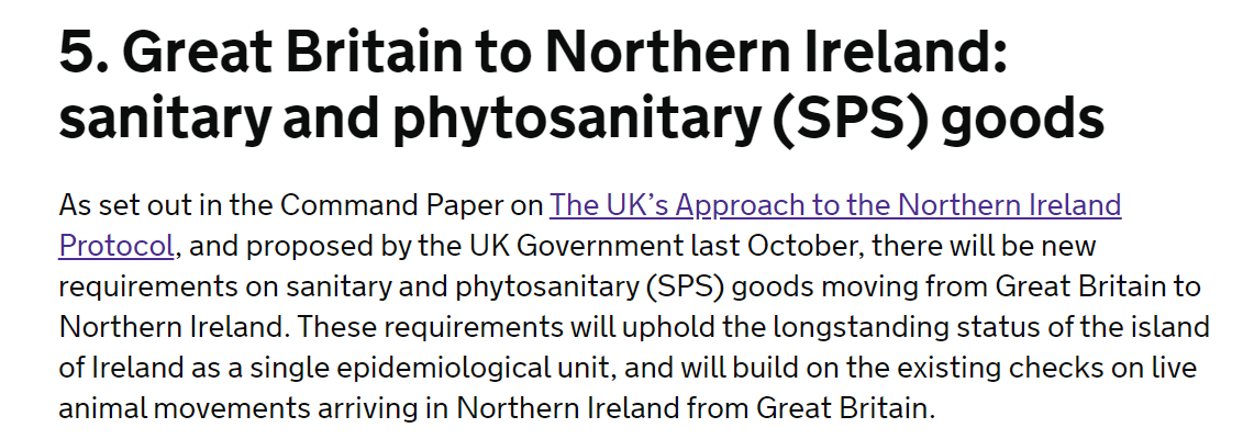 Then there's animal and plant health checks. The UK and EU will be two separate entities for these rules, so checks have to happen somewhere. Look at the detailed restrictions that will apply to moving products between GB-NI 4/  https://www.gov.uk/government/publications/moving-goods-under-the-northern-ireland-protocol/moving-goods-under-the-northern-ireland-protocol-section-two-moving-goods-from-great-britain-to-northern-ireland