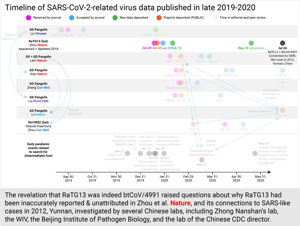 More troublingly, this raised questions about why RaTG13 had been inaccurately reported+unattributed in Zhou et al.  @Nature and even in the recent review by Shi in  @NatureRevMicro. As well as its connections to mysterious SARS-like cases in 2012 investigated by top Chinese labs.