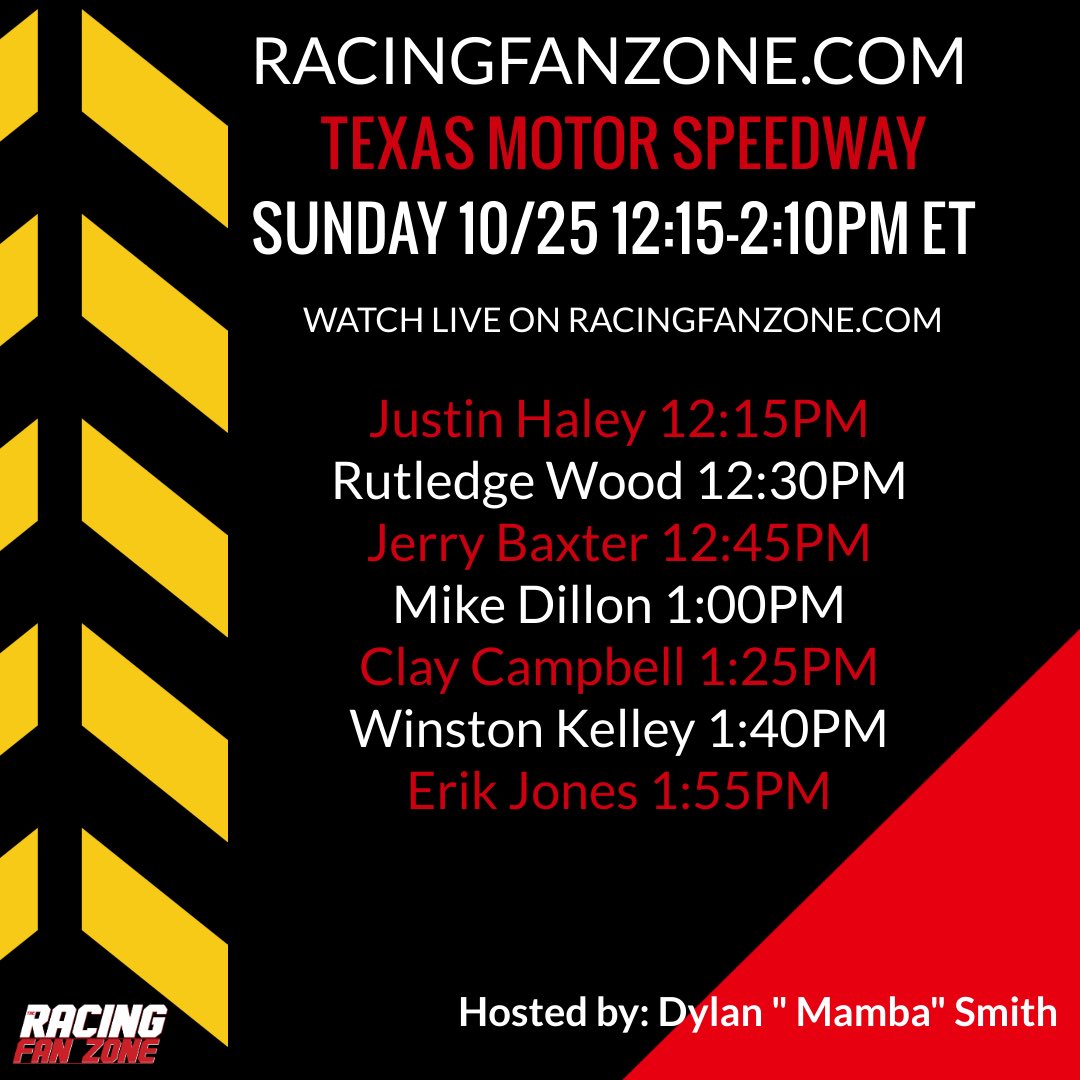 RacingFanZone's tweet image. Today 12:15-2:10pm ET on racingfanzone.com