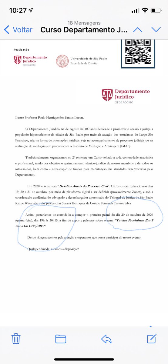 PauloLucon's tweet photo. Prezado acadêmico ⁦@DimiMouraa⁩: como se verifica da imagem abaixo, o Professor Lucon não se equivocou sobre o tema da palestra no DJ. Fui convidado para falar sobre “tutelas provisórias”. Mas, como disse, poderia falar sobre execução. Não tem o menor problema! Rsss https://t.co/5EghMAF2Ki