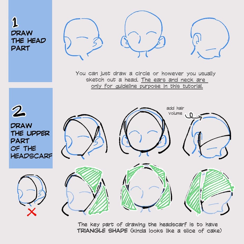 Quick tutorial on drawing headscarves/hijab. 
