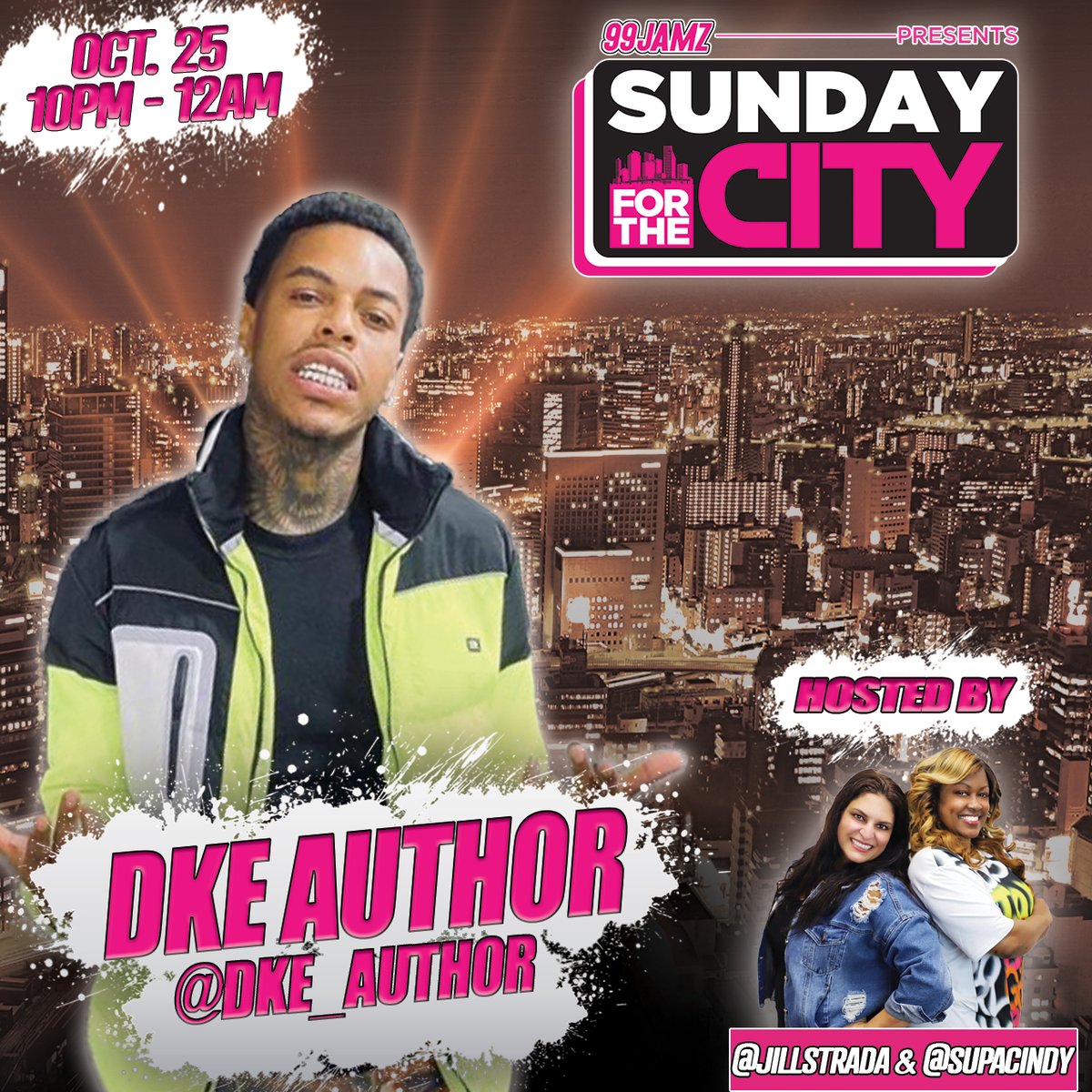99JAMZ's tweet photo. It's going down TONIGHT! Check-in with @SUPACINDY and @JillStrada 10PM - 12AM to hear new music from the crib's own @RippaDeLaHoya and @Dke_Author! #NewMusic #SFTC #WEDR #99JAMZ https://t.co/TUnZHWW89s