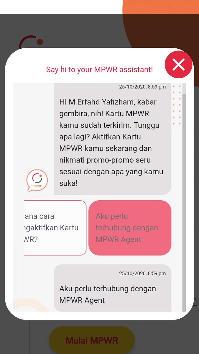 EYafizham's tweet photo. Halo 
@MPWR_ID
 
@mpwr_care
 , tolong di bantu kartu saya sudah 14 hari tidak aktif aktif. Live chat jawaban nya disuruh tunggu terus. Sampai kapan?. Nomor pelaporan 787. 

Skrg ini malah saya tidak bisa live chat di aplikasi. 
Bisa di bantu gak ini?

Cc : @aduanBRTI https://t.co/oYVkvytfaO