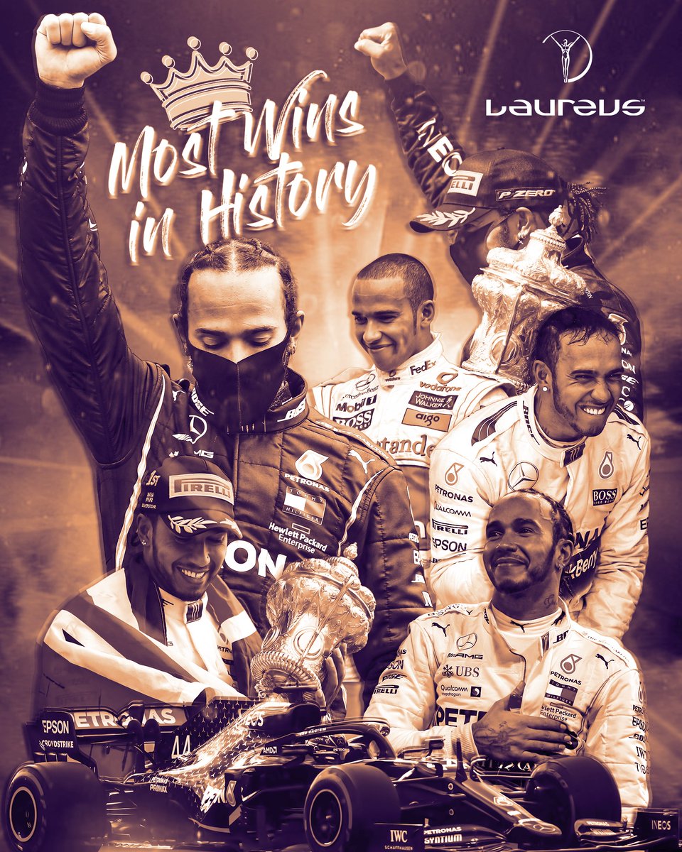  Record-breaker  @LewisHamilton  The Joint-Laureus World Sportsman of the Year now holds the record for most wins in  #F1 history -  An absolutely incredible achievement from an athlete making an impact both on and off the track! #PortugueseGP  #LaureusFamily