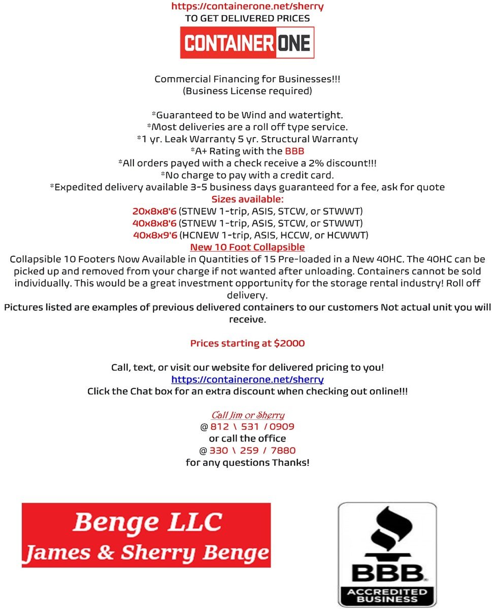 New and used containers on sale get them why they are in stock!!!