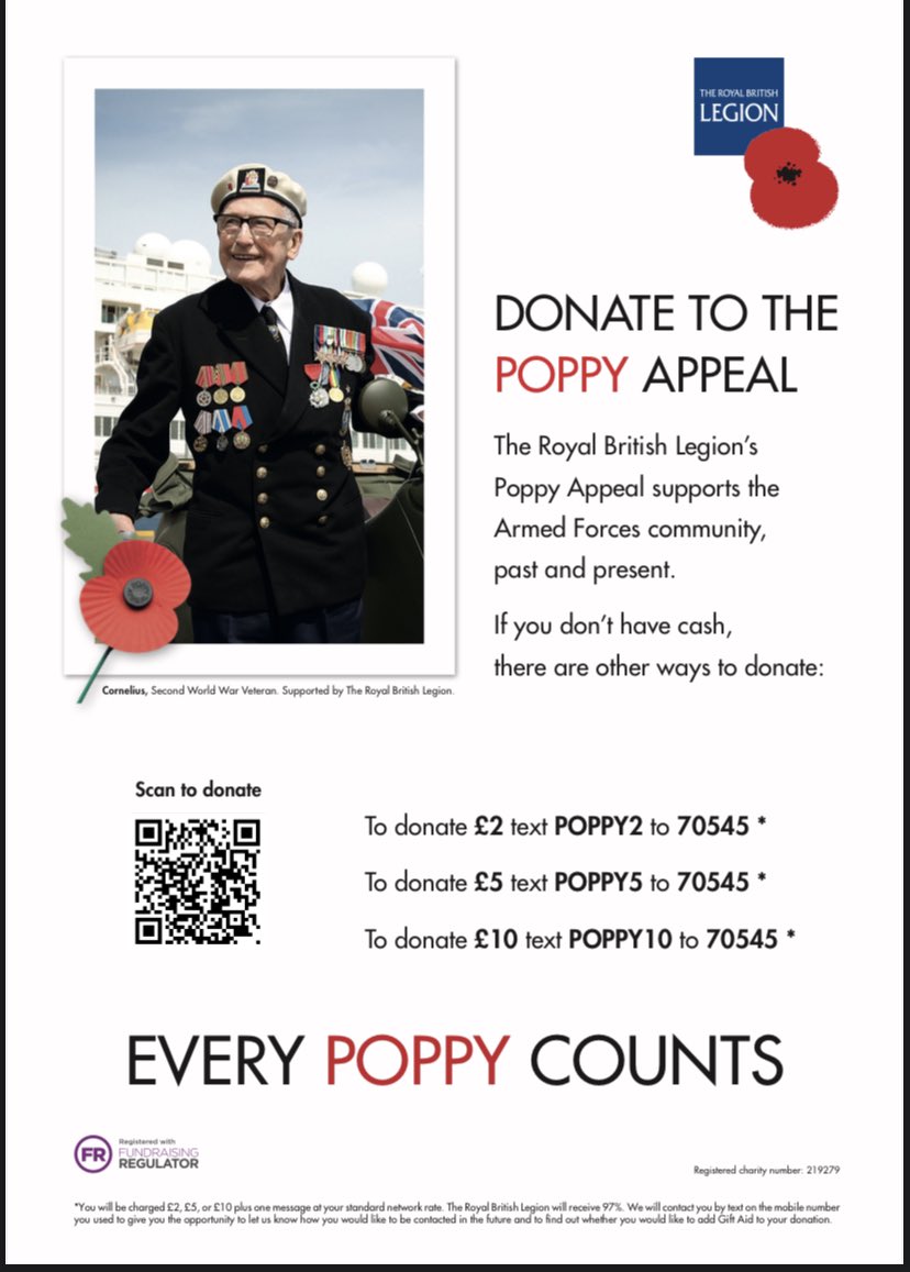 If you want to support the Herefordshire Poppy Appeal this year, please see how you can donate this year! QR code or Text to donate 😁
