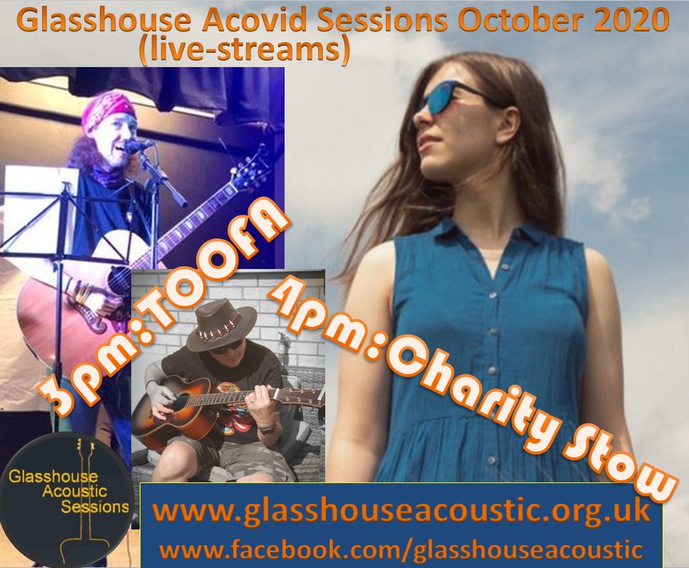 Don't forget! Two <a href="/GlasshouseAcous/">GlasshouseAcoustic</a> live-streams today (Sunday 25th) - TOOFA at 3pm (facebook.com/gmansblues/) and Charity Stow at 4pm (facebook.com/charitystowmus…) <a href="/charrytweets/">CSMusic</a> Big thanks to Graham, Andy and Charity :-)