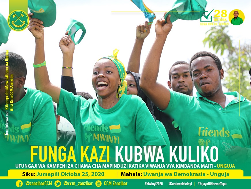 ccm_zanzibar's tweet photo. Taswira mbalimbali katika Uwanja wa Demokrasia kwenye Mkutano wa kufunga Kampeni za Chama Cha Mapinduzi, Leo 25 Oktoba 2020.

#Mwinyi2020✅
#KuraKwaMwinyi
#YajayoNiNeemaTupu https://t.co/euBn359FCJ