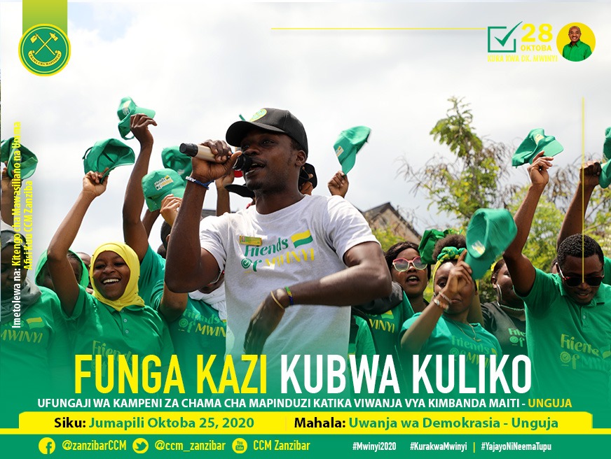 ccm_zanzibar's tweet photo. Wasanii wakitoa burudani kwa wanachama wa CCM na wananchi wa Mkoa wa Mjini magharibi waliojitokeza katika Uwanja wa Demokrasia (Kibandamaiti) kwenye Mkutano wa Kufunga Kampeni za Chama Cha Mapinduzi Unguja. Leo Oktoba 25, 2020.

#Mwinyi2020✅
#KuraKwaMwinyi
#YajayoNiNeemaTupu https://t.co/sJZ2t0L7bg