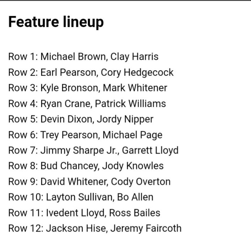 patrickwillco17's tweet image. Rolling off 8th in the Powell Memorial.  Here we go. 👊👊👊