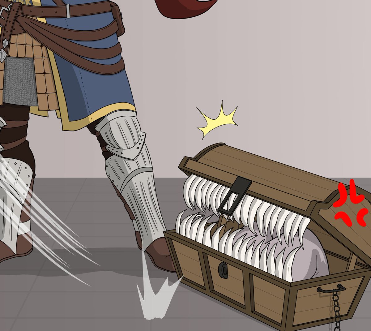 embers_only's tweet photo. A little gift/response to @Asrikins' Soultober illustration for "Illusion" where it featured a crystal lizard lurking too close to a Mimic. 8,D Jestin is having none of that.
#DarkSouls #Soulsborne #JestinofAstora #Mimic #CrystalLizard #ChosenUndead https://t.co/hvrb4XxolN