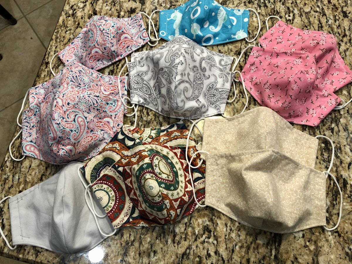 ElainaSelheim's tweet photo. This is how I relax and recharge.  I've made 199 masks since April.  I give them away to my coworkers, students, family, and friends.  #sewmuchfun @BSE_Bobcats1 @Room303atBSE https://t.co/cRoa55lfZ6