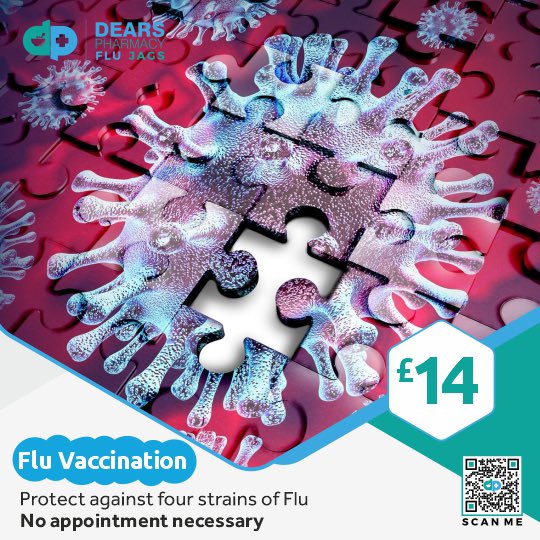 DearsPharmacy's tweet photo. Your local Dears Pharmacy is here to protect you against flu this winter. Our pharmacies will be opening on selected Sundays in November across Edinburgh & Fife to help protect you and your loved ones. Vaccines still available. #flu #flujabs #flujag #edinburgh #fife https://t.co/kdRaeA7uvD