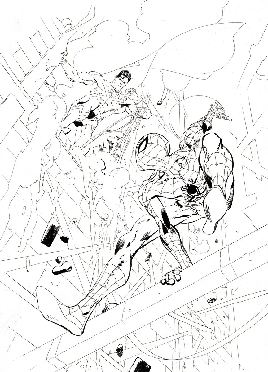 B/W art. 
#spiderman vs #superman 