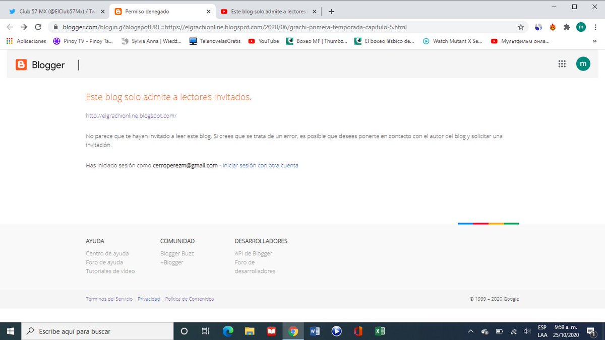 mccerrop's tweet photo. @ElClub57Mx disculpen club 57 mx pero tengo un problema siempre que intento acceder al link elgrachionline me bloquea me aparece permiso denegado Este blog solo admite a lectores invitados que solucion me pueden dar https://t.co/dSSs7pLxwF