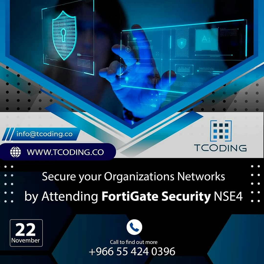 TCODING1's tweet photo. Learn how to use basic FortiGate features, including security profiles. You will explore firewall policies, security fabric, user authentication, SSL VPN

Now online

966554240396
sales@tcoding.co

https://t.co/LaFEDd5WAe

#TCODING #Riyadh #KSA https://t.co/MaQyMnIH3Y