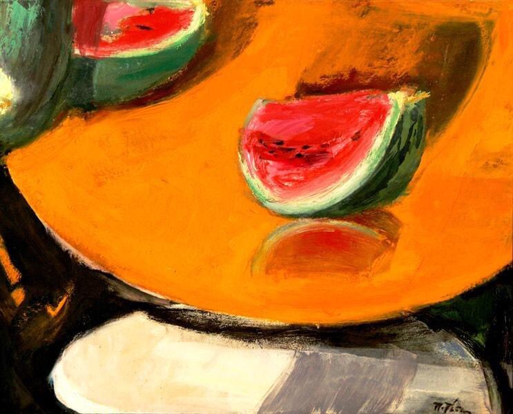 Panayiotis Tetsis (Greek, 1925 – 2016) 
Still Life 

#panayiotistetsis #stilllife #greek #watermelon #postimpressionism #artinfinitus #artist #art #artwork #arthistory #arte #kunst  #inspiration #museum #modernism #portrait #paris #france #fruit #vegan #vegetarian