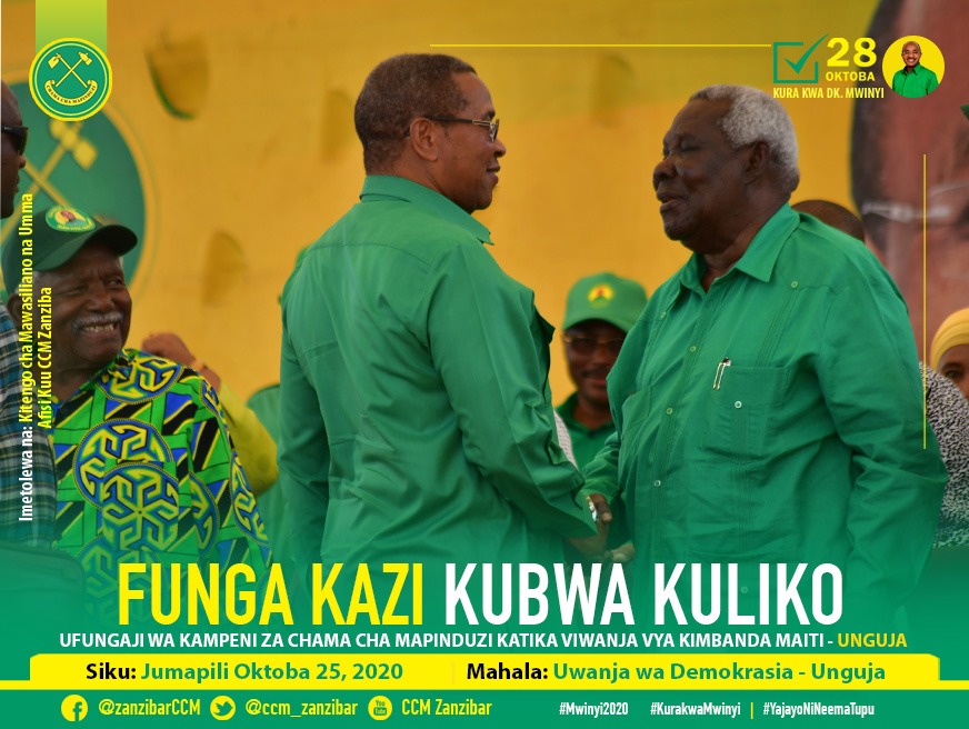 ccm_zanzibar's tweet photo. Mwenyekiti Mstaafu wa Chama Cha Mapinduzi na Rais Mstaafu wa Tanzania Ndugu @jmkikwete akizungumza na wananchi waliohudhuria mkutano wa kufunga Kampeni za Chama Cha Mapinduzi Zanzibar katika Uwanja wa Demokrasia Kibandamaiti Leo Oktoba 25, 2020.

#Mwinyi2020✅
#KuraKwaMwinyi https://t.co/l1Hpf8UmdQ