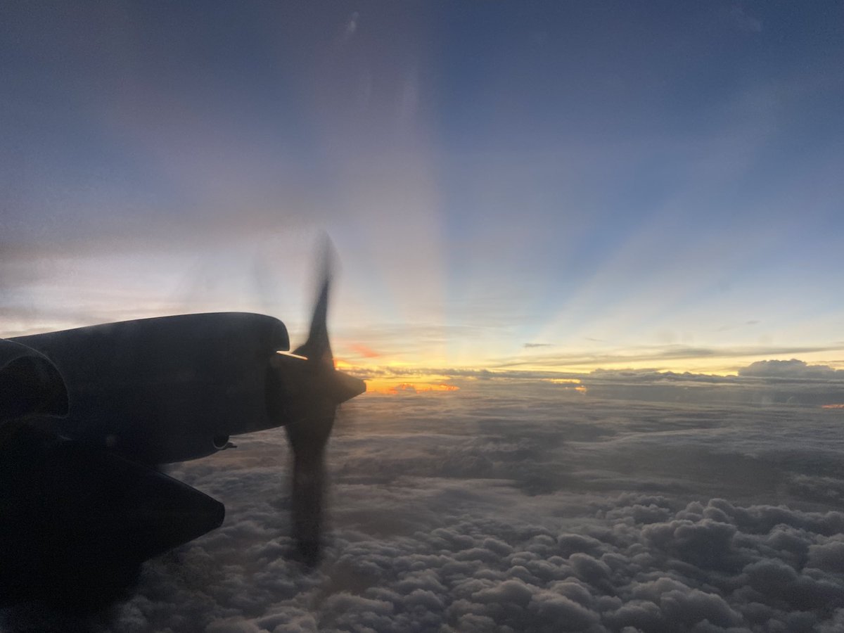 #Sunset on Oct. 24, 2020 seen from NOAA WP-3D Orion #NOAA43 “Miss Piggy” during mission to investigate #AL95. Overnight, the system became #TropicalStormZeta, the 27th named storm of the 2020 #HurricaneSeason, as #NOAA42 “Kermit” was gathering data. Credits: Ashley Lundry, @NOAA