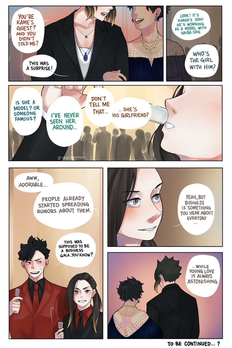 KuroKen organized a Business Gala, in which every guest could bring a partner. Tsunage couldn't invite Sora, so he decided to ask Nekkon, who joined him trouble-free. By the way, during the party, someone interrupts them... 
#haikyuu #haikyuunextgeneration #kuroken #tsora 