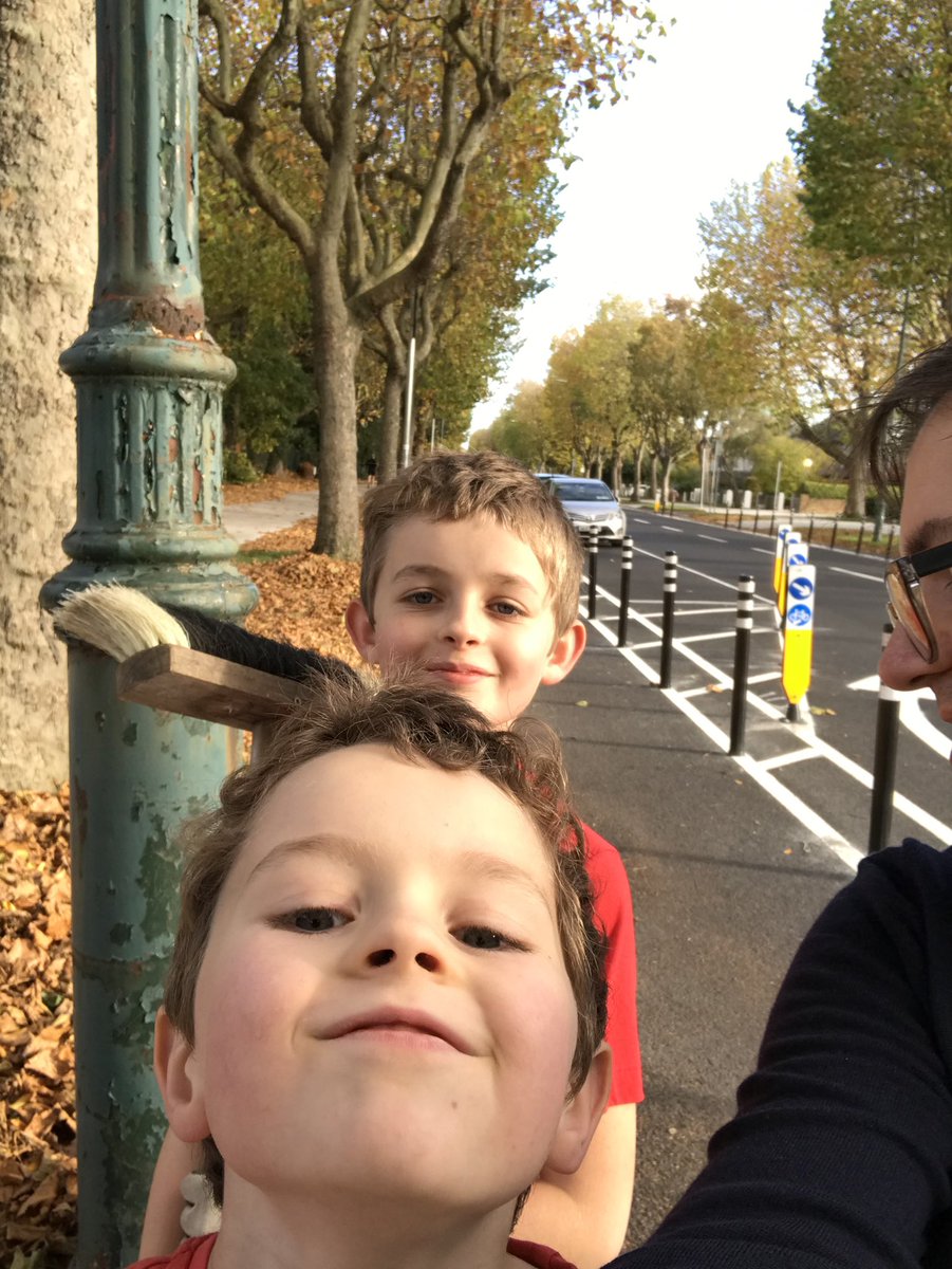 So proud of my boys, who spent hours today clearing the leaves from a section the new bike lane on #GriffithAvenue so people can cycle along in safety. #bikelanes #helpingout #proud #lovethelanes