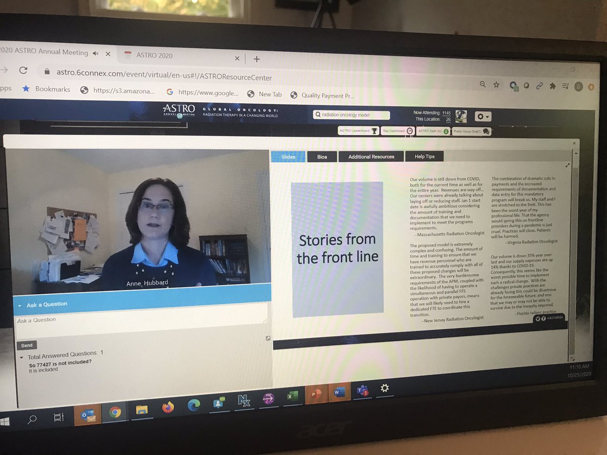 daveadler10's tweet photo. @HPAnnie2000 emphasizes the threat that CMS may extend the #ROAPM pay cuts to all #radonc and private payers may adopt the cuts. No one can sit this fight out! #FixTheROAPM #ASTROadvocacy #ASTRO20 https://t.co/nyqd3aSP0P