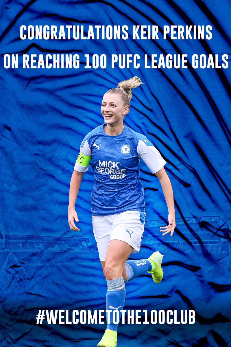 ThePoshGirlsFP's tweet photo. Congratulations @KeirAmyPerkins for reaching 100 league goals for #pufc. A tremendous achievement. https://t.co/MizhuFR5el