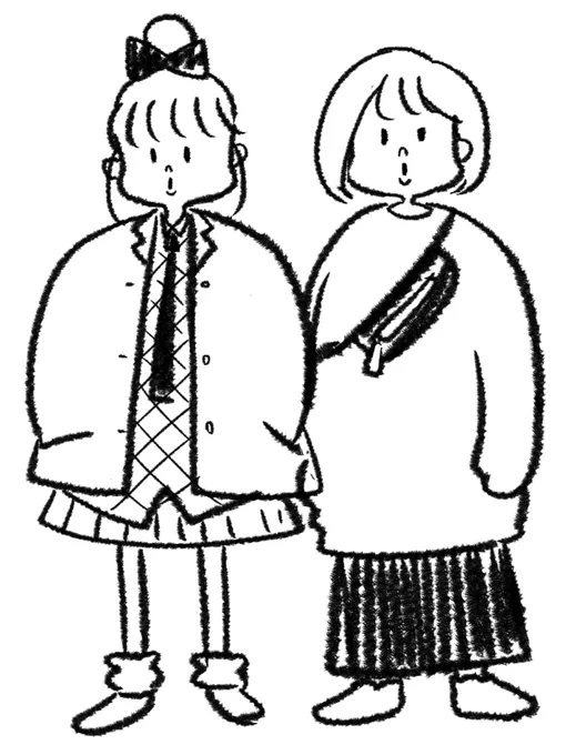 昭和と令和のビッグシルエットブームを昭和ファンシーグッズな絵柄で描いてみた 