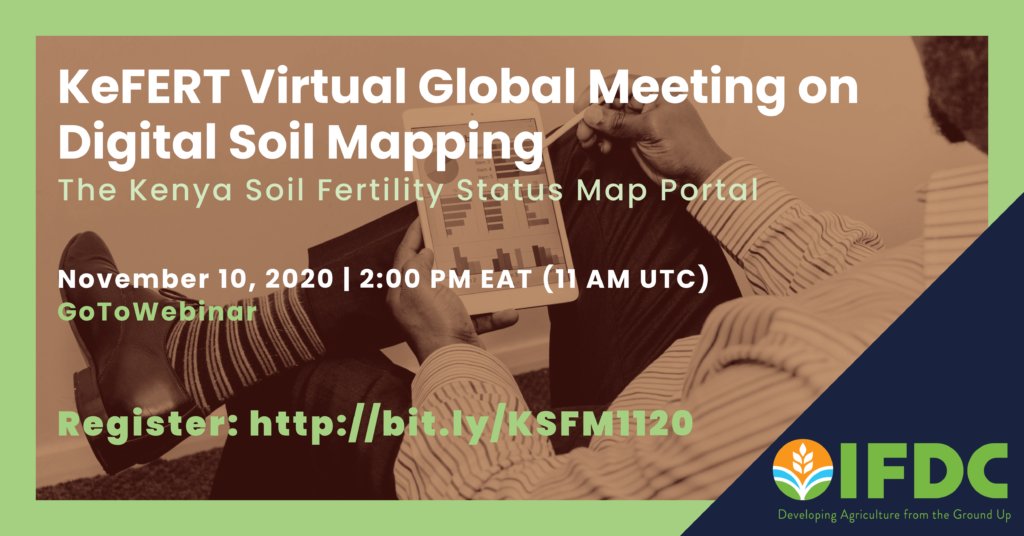 IFDCGlobal's tweet photo. Interested in digital #soil mapping? Watch the preliminary #KeFERT Soil Mapping Webinar from August, and join us for the second KeFERT webinar on November 10th at 2pm EAT (11am UTC). #SoilSMaRT #Kenya @USAID @FeedtheFuture @AGRAAlliance
https://t.co/pZBFIxEzzG https://t.co/hTIOrcKnu1