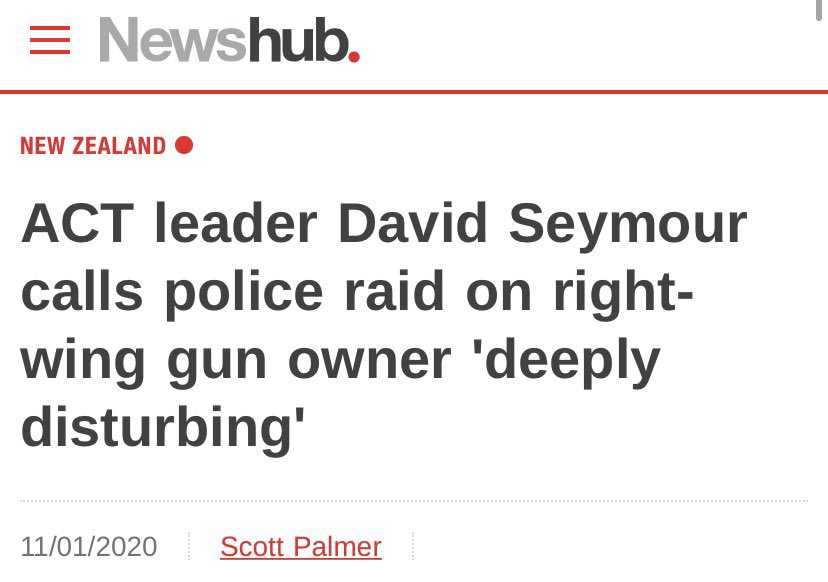 To my knowledge David Seymour has never spoken up about racism in the NZ police, OR the fact that the experience of reporting harassment is made worse by NZ police culture, both of which are deeply disturbing.But right-wing gun owner? 