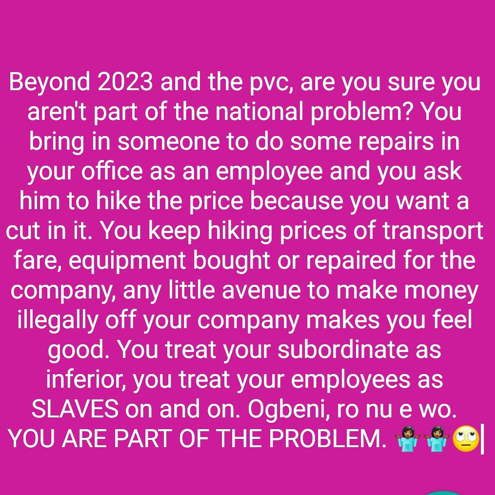 OLANANCY's tweet photo. You are part of our problem 🤷‍♀️

#endcorruption #alllivesmatter #endbadgovernance #endallformsofbrutality https://t.co/Q0E2ZORKcP