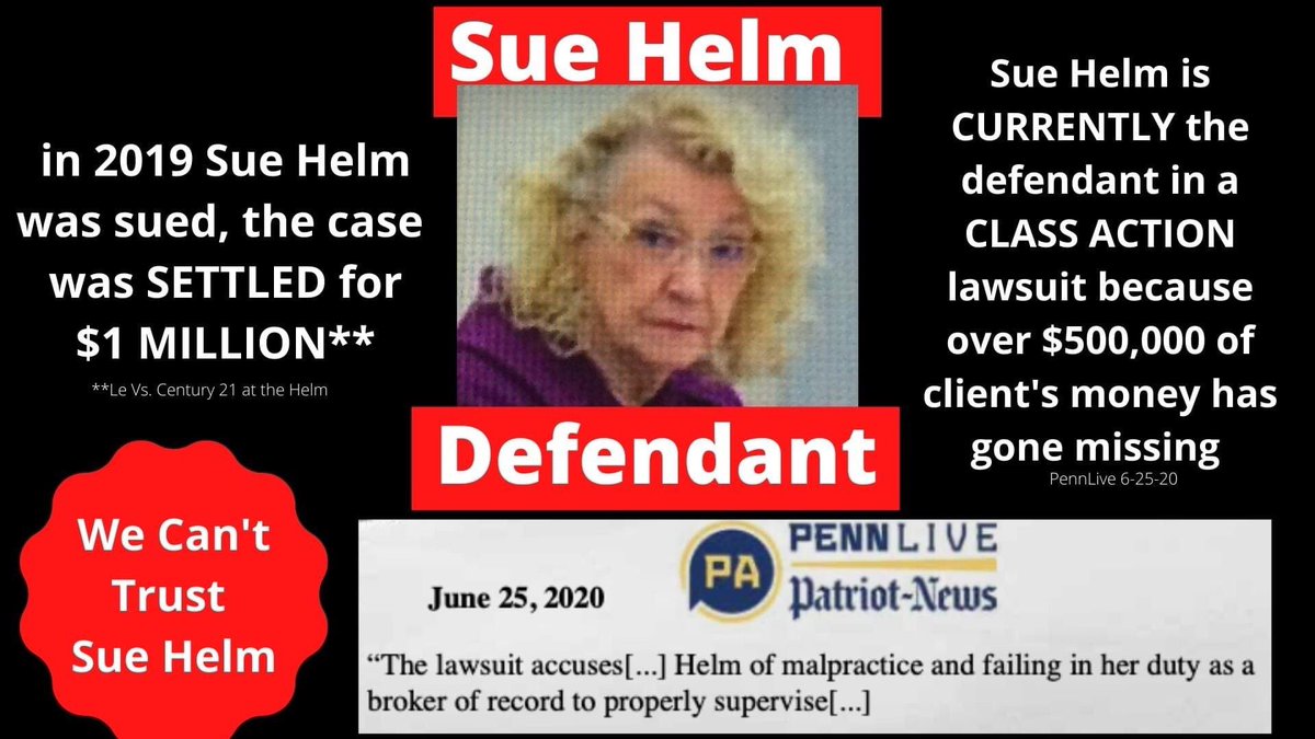 PattySmithForPA's tweet photo. Did u know Rep Sue Helm has been sued in her personal life more than once? When those who make the laws break the laws, they should no longer b allowed 2 hold office. R u tired of the corruption in Harrisburg? Sue Helm is part of the problem &amp; it’s time she is voted out of office https://t.co/xXUWwTD5hu