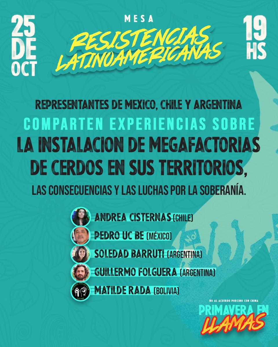 enllamasfest's tweet photo. A las 19hs no te pierdas la charla “Resistencias Latinoamericanas”, con Andrea Cisternas, Pedro Uc Be,
Matilde Rada, Soledad Barruti y coordinada por Guillermo Folguera.

Las experiencias y luchas de Mexico, Chile, Bolivia y Argentina en #PrimaveraenLlamas https://t.co/lTxx1hGFAN