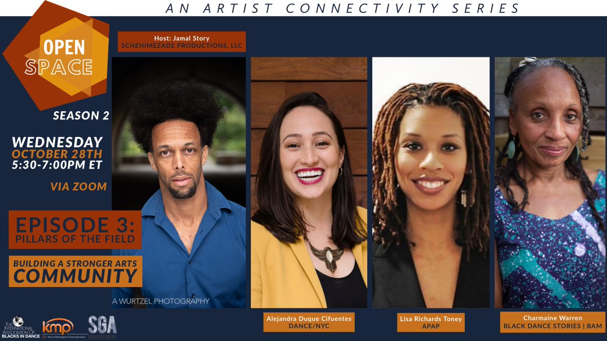 IABDinc's tweet photo. Open Space is back with Season 2 Episode 3: PILLARS OF THE FIELD: Building A Stronger Arts Community
Join the conversation Wednesday, October 28th, 2020 | 5:30pm-7:00pm ET Via Zoom https://t.co/gp0OnhfDzT
#CultureInQuarantine #OpenSpace #IAMBLACKDANCE #ArtistConnectivity https://t.co/8VkJ0zCxyU