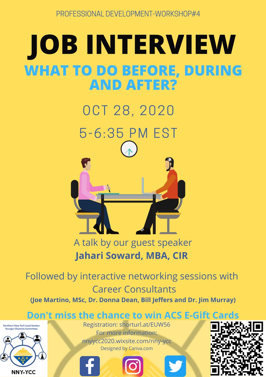 YccNny's tweet photo. An interview is a critical part of job landing; in this workshop, we will focus on the best practices of interviewing for jobs in industry, academia, government and others.
To register, use the link below or scan the QR code. Looking forward to seeing you!
https://t.co/72brOryTX7 https://t.co/nSTltrerFP