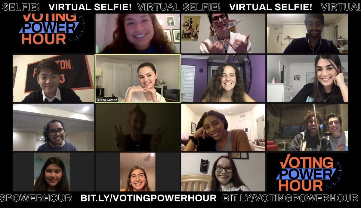 Queenof90s's tweet photo. AHHH i just got my selfie with Selena & with the rest of the winners!! I still can’t believe this happened! @selenagomez @allintovote https://t.co/rgtvIM8Mkm