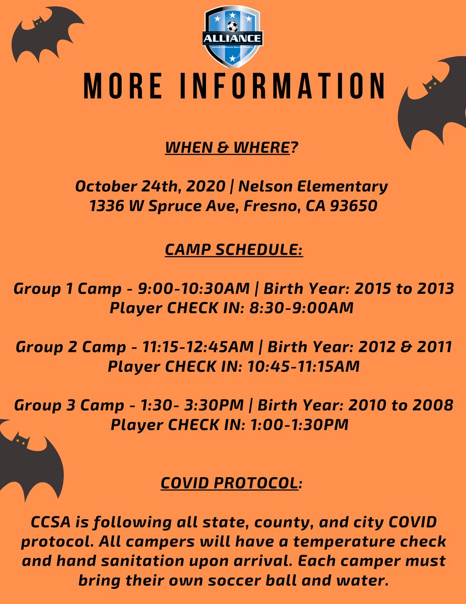 CCSAlliance's tweet photo. Octoberfest Soccer Camp was a huge hit with K-6 following COVID 19 protocol 🎃👻🦇 https://t.co/Uxin0OdM66