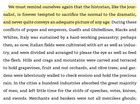 49/ The dismemberment of Italy & the setting of the stage for the great rebirth"We must remind ourselves again that the historian, like the journalist, is forever tempted to sacrifice the normal to the dramatic, and never quite conveys an adequate picture of any age."