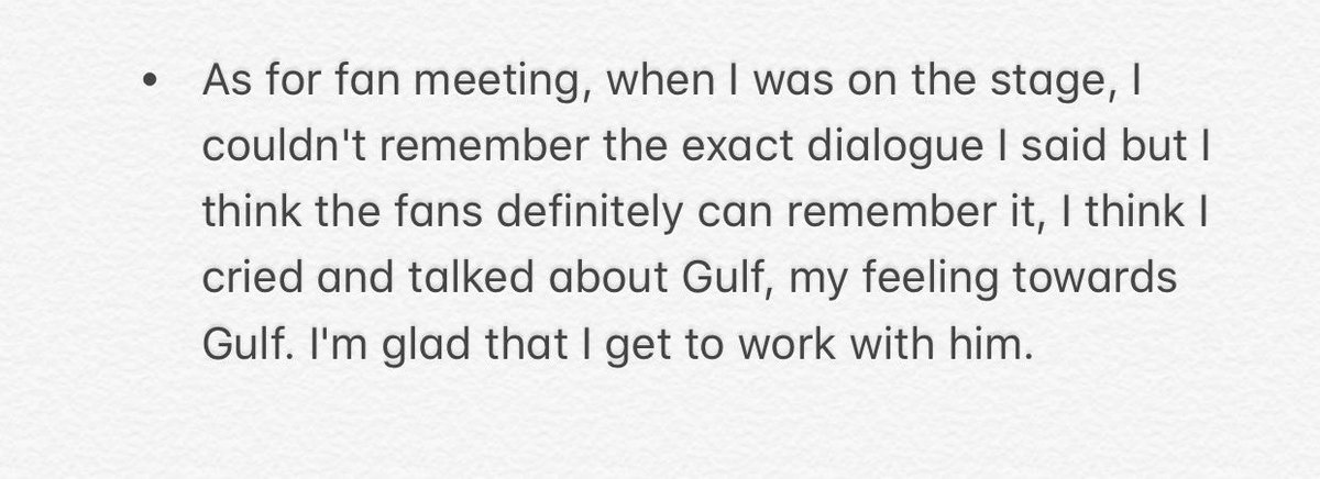 Mew: "I think I cried and talked about Gulf, My feelings toward Gulf."Gulf: "I got to hear the thing that P'Mew haven't talked to me before""PHI RAK NONG"Both of em are talked about the same incident as one of their most fave moments together. 