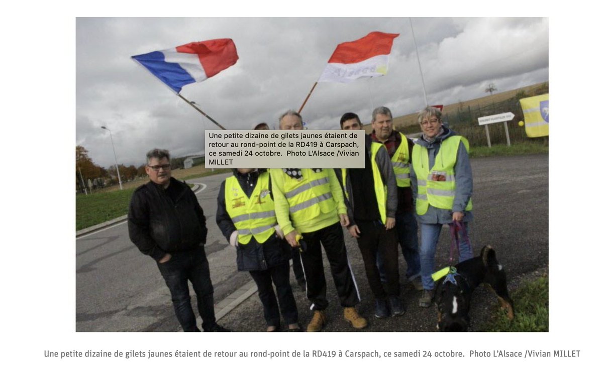 CharliB97783485's tweet photo. #GiletsJaunes
Rassemblement d'une dizaine de GJ sur le rond-point de Carspach en Alsace / bien qu'ils ne bloquaient pas la circulation, ils ont reçu une amende de 135 euros pour rassemblement de + de 6 personnes
👉https://t.co/CHZnpnRrzc https://t.co/baRwd4PZDe